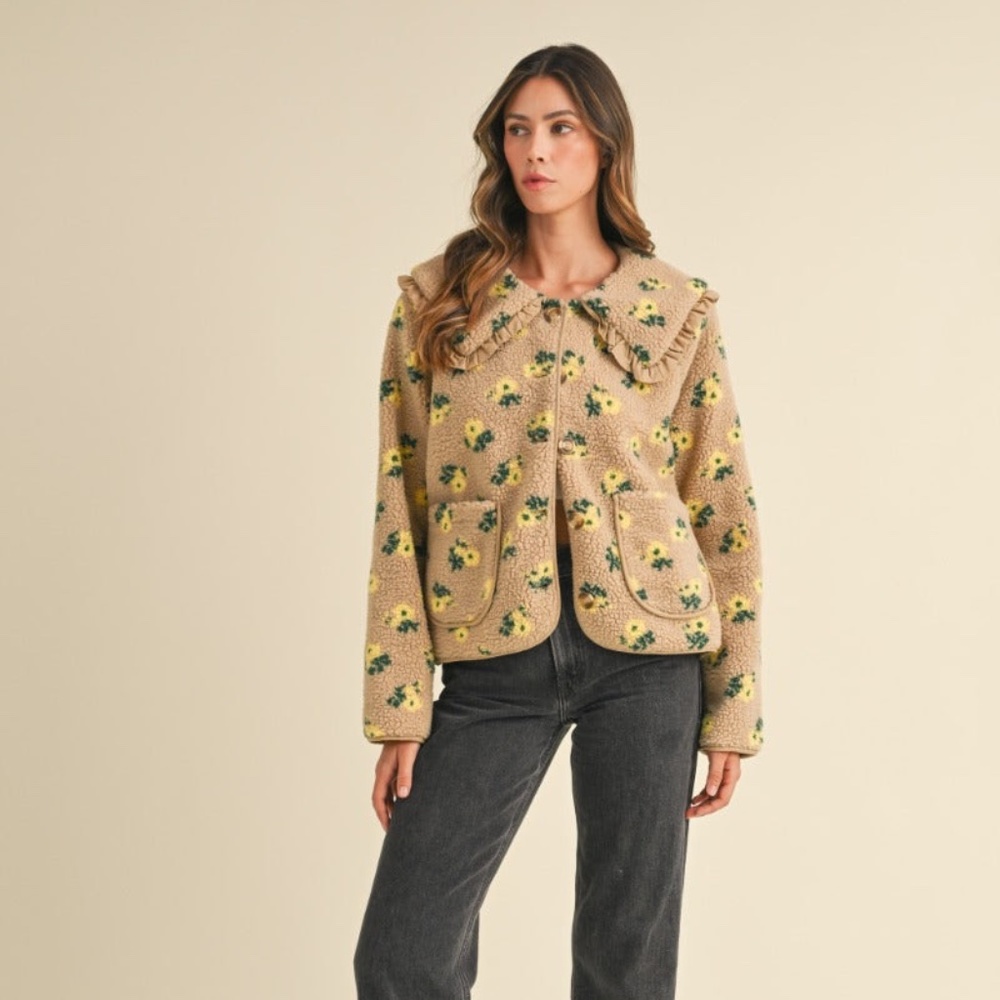 FLORAL PRINT SHERPA JACKET
